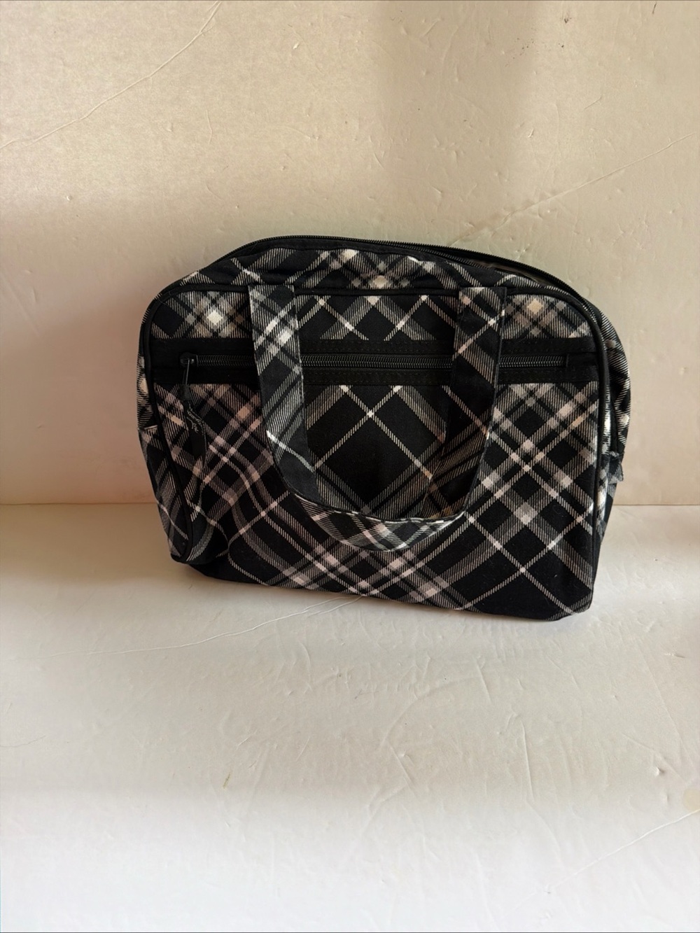 Vera Bradley Black and White Plaid Cosmetic Case